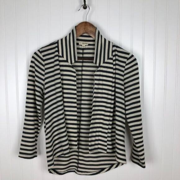 Lily White Cardigan Size Small Womens Striped Knit Half Sleeve High Neck Sweater - Picture 4 of 5